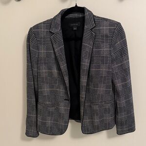Ann Taylor Charcoal and Light Gray Checkered Blazer